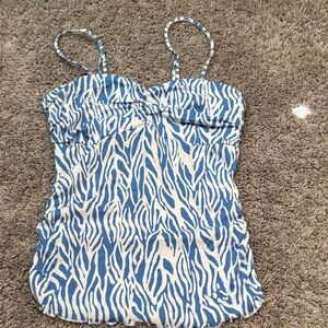 Diane Von Furstenberg Blue and White Zebra Pattern Top